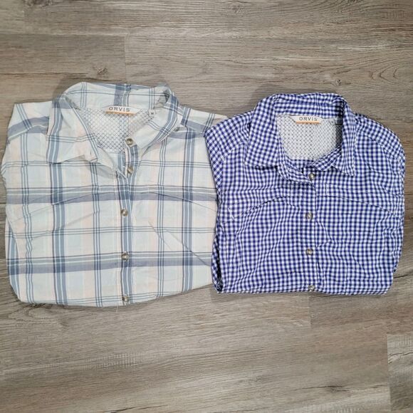 Orvis Lot Of 2 Womens Open Air Caster Plaid Size Medium Button Up Fishing Hiking - Picture 1 of 10